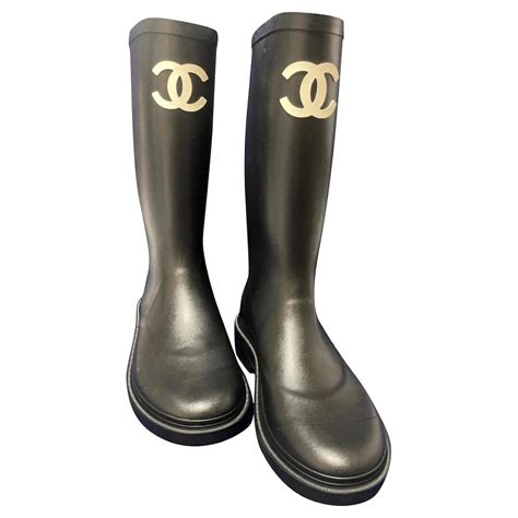 chanel boots rubber|Chanel boots with pearl heel.